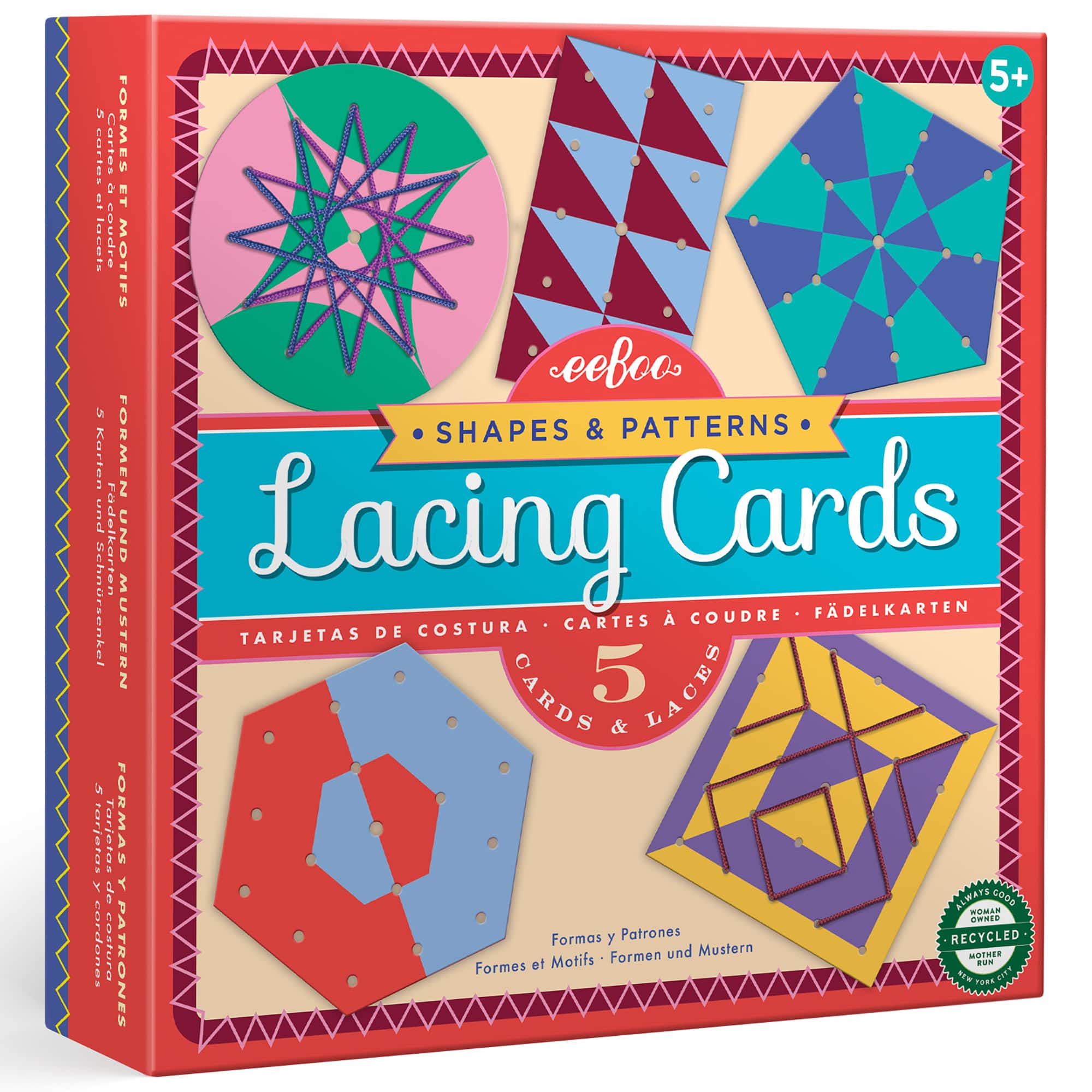 eeBoo Shapes & Patterns Lacing Cards Set